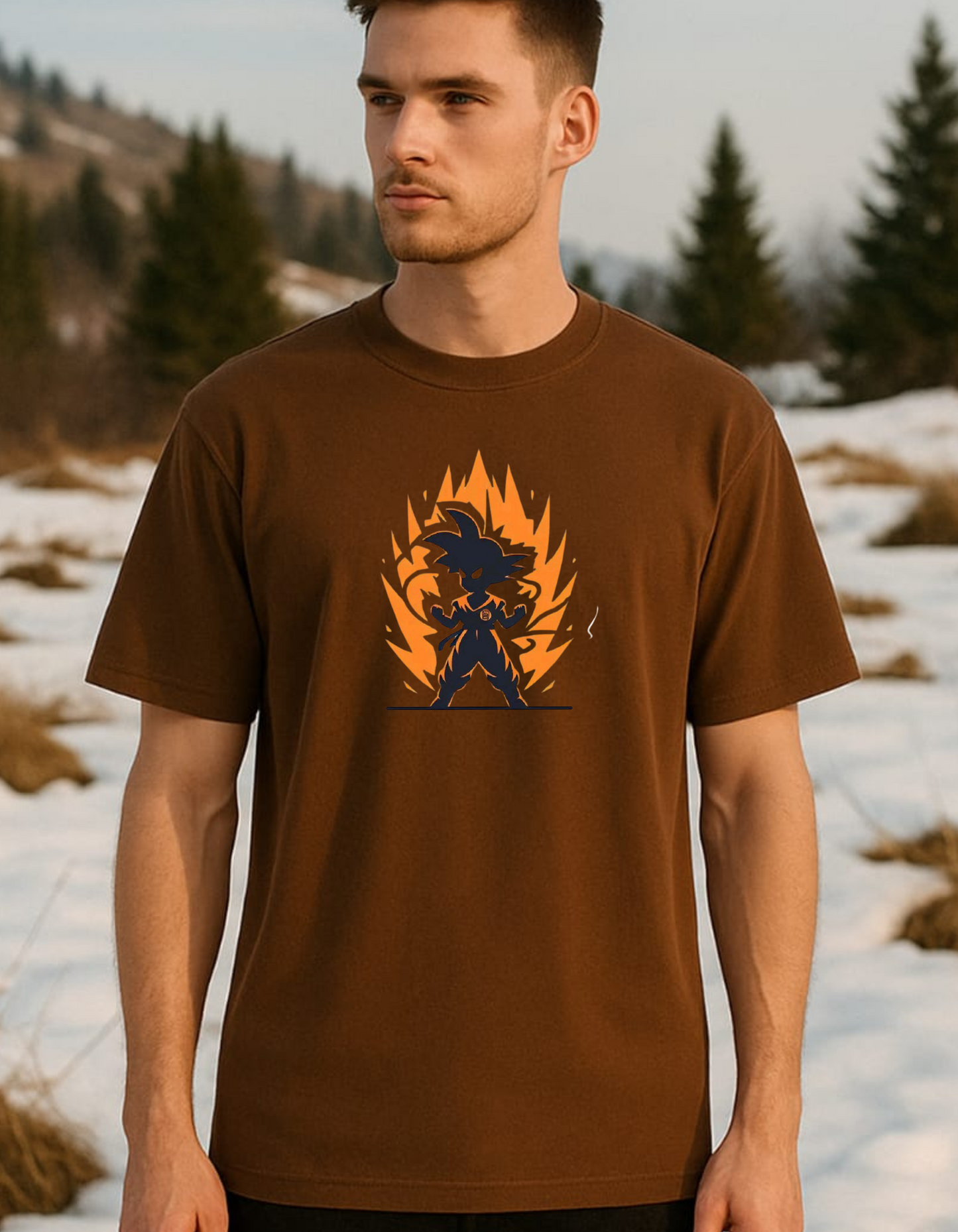 Men's Brown Saiyan Mode On Oversized T-shirt