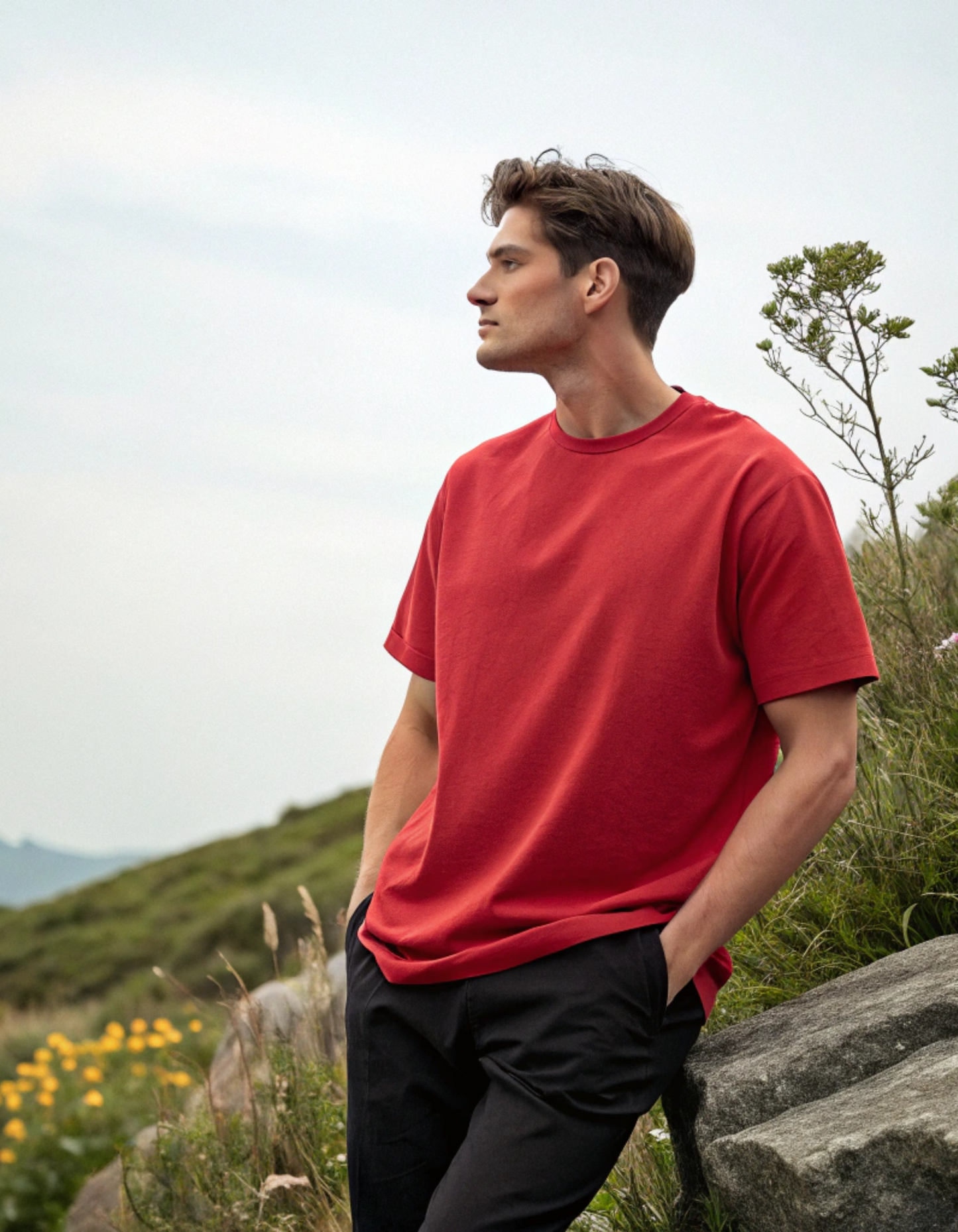 Men's Red Zen Fury Oversized T-shirt