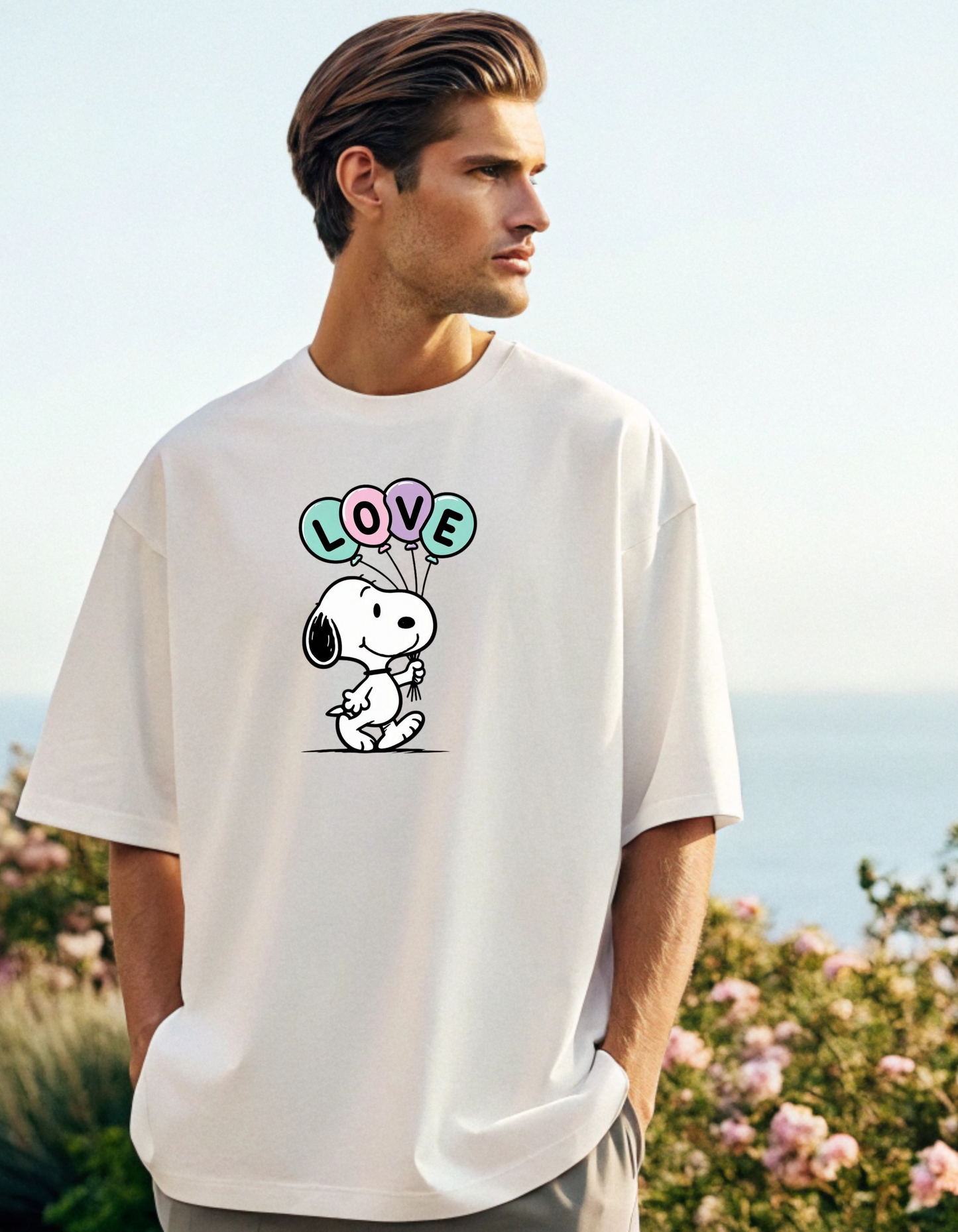 Never Stationary Men's White Oversized T-shirt