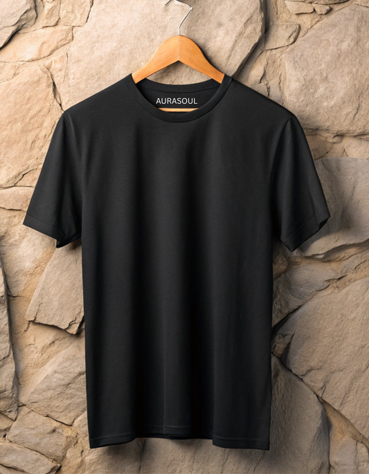 Men's Black Plain Iconic Regular Fit T-shirt