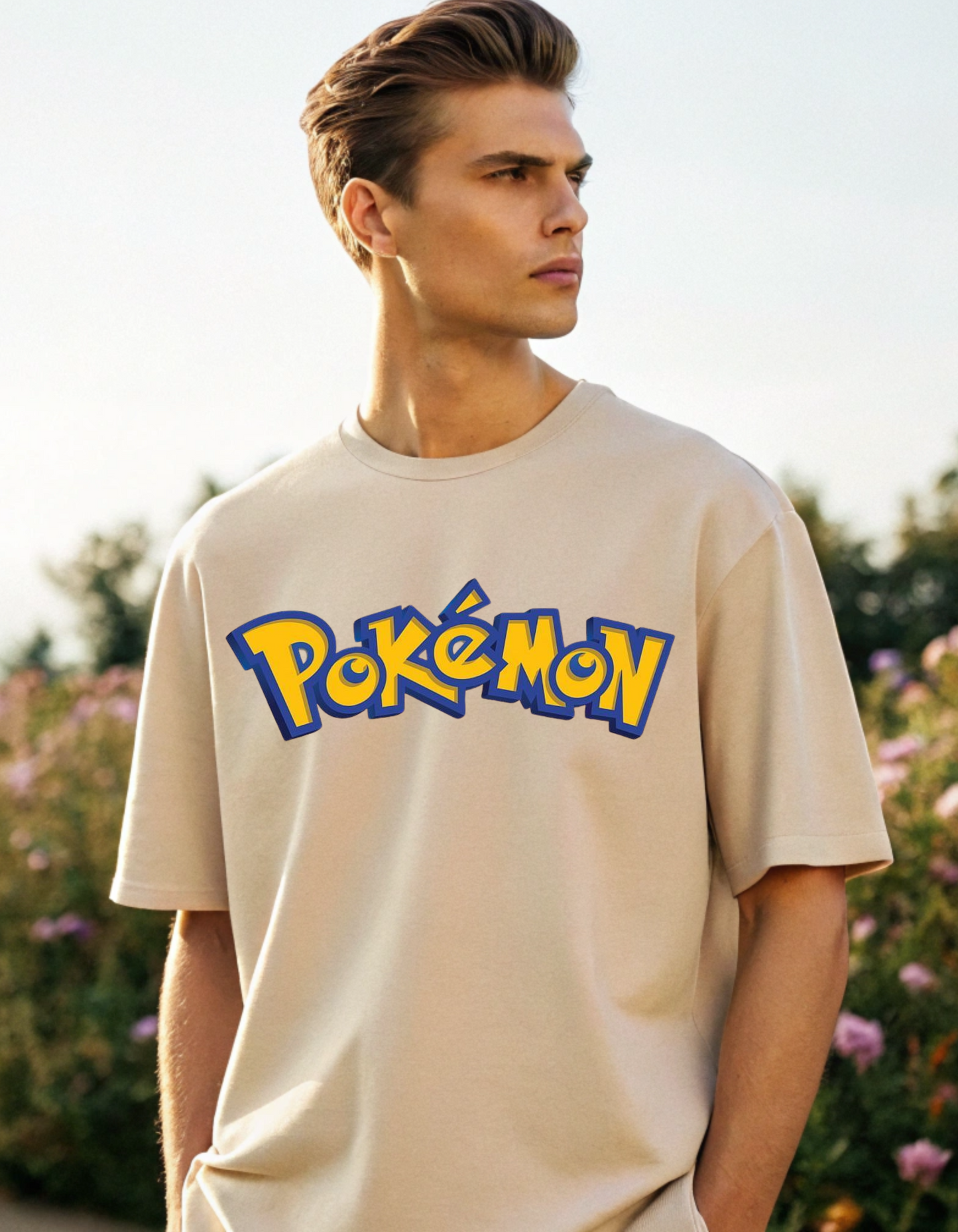 Men's Beige Elemental Flex Oversized T-shirt