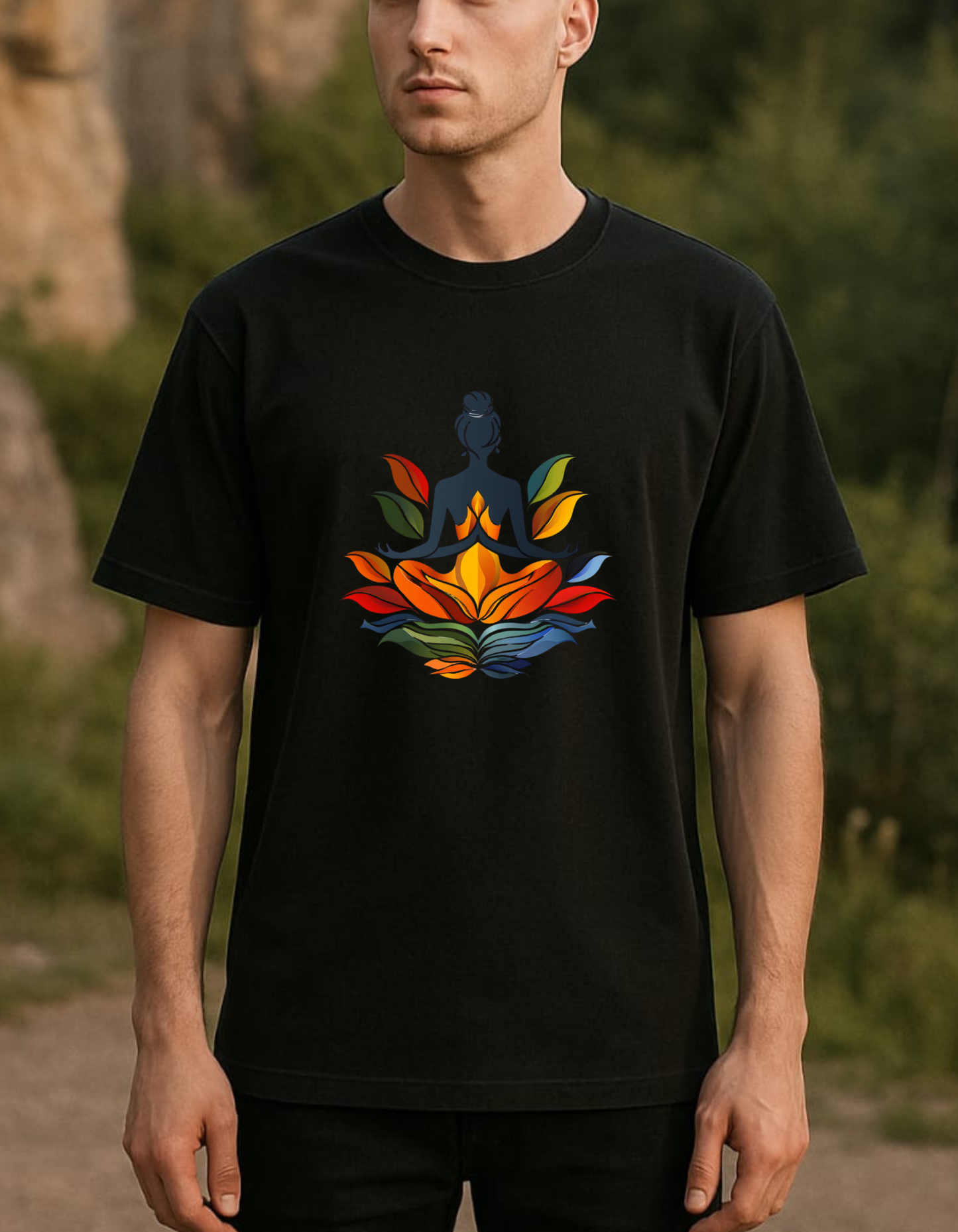 Rise & Flow Men's Black Oversized T-shirt