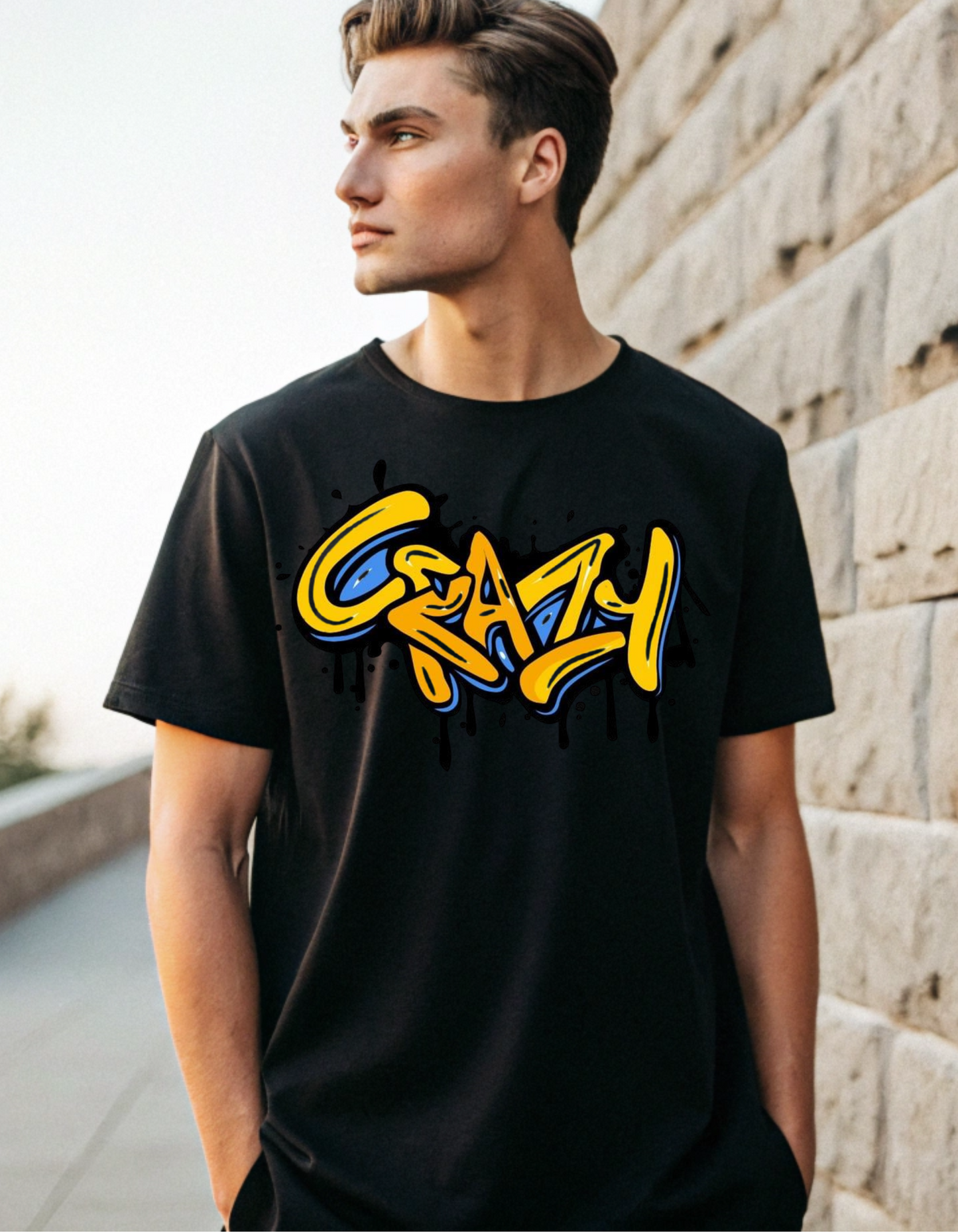 Men's Black Flexin' Feline Oversized T-shirt