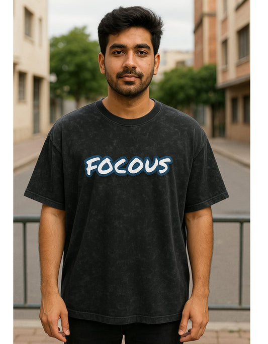 Focous Premium Black Oversized T-shirt For Men